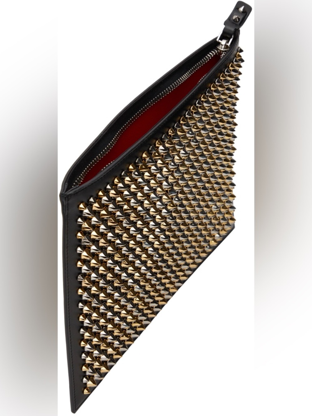 Black Studded Wristlet Pouch with Gold Studs